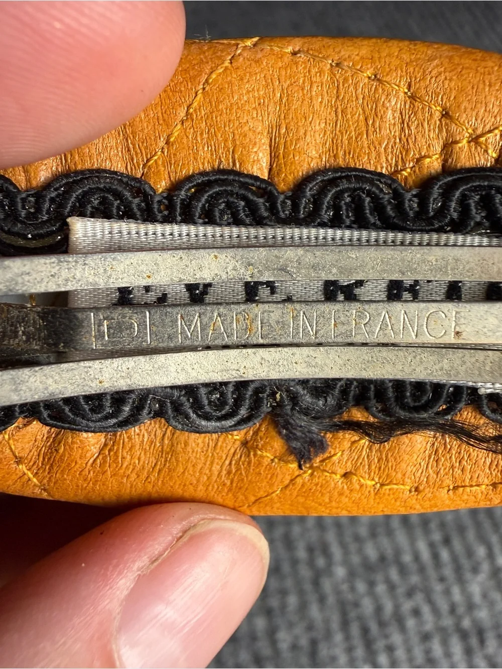 Vintage Eve Reid Quilted Leather Barrette Hair Clip | Cognac Tan